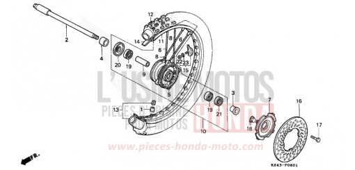 ROUE AVANT (CR125RN/RP/RR) CR125RN de 1992